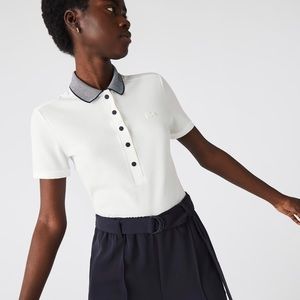Lacoste Womens Slim Fit Polo Textured Collar